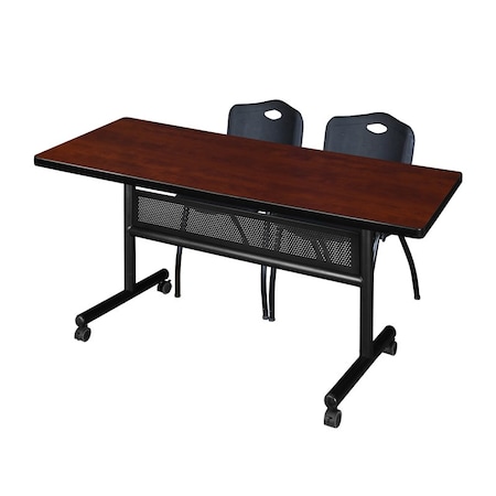 Kobe Rectangle FlipTop Table, 60" W, 29" H, Laminate Top, Cherry MKFTM6030CH47BK